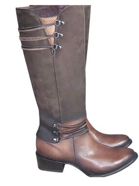 Cuadra Equestrian Riding Brown Leather Suede Boots Tall Interior Zipper Women's
